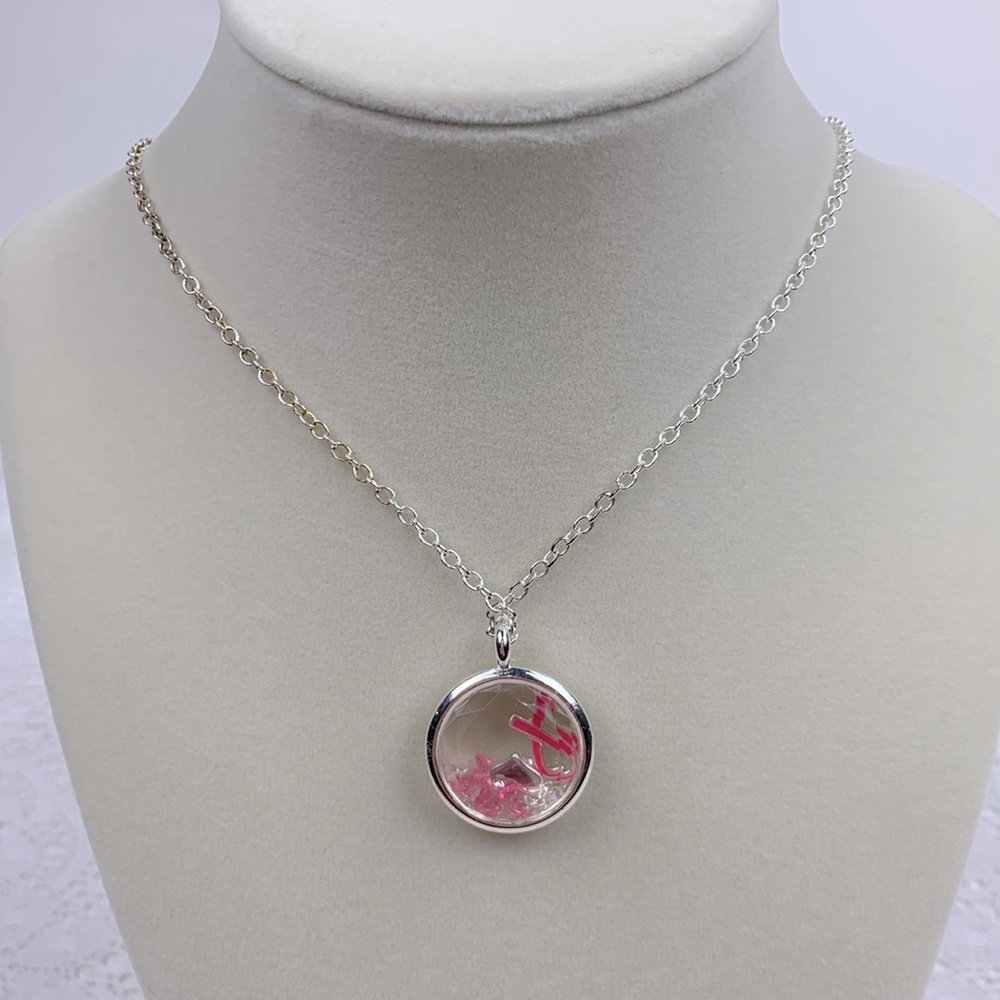 💰Bundle 3/$30 Silver NRQ Necklace Pendant Pink ribbon heart Breast Cancer New